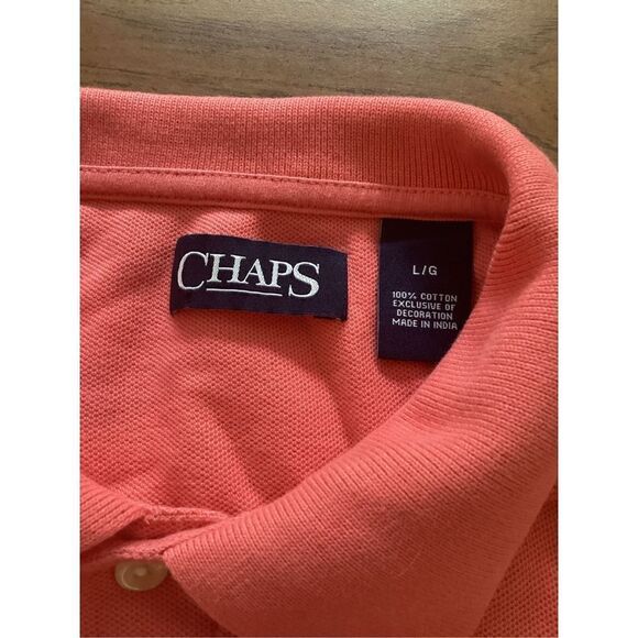 Chaps Polo Shirt Vintage Color Salmon Pink L - Picture 3 of 4